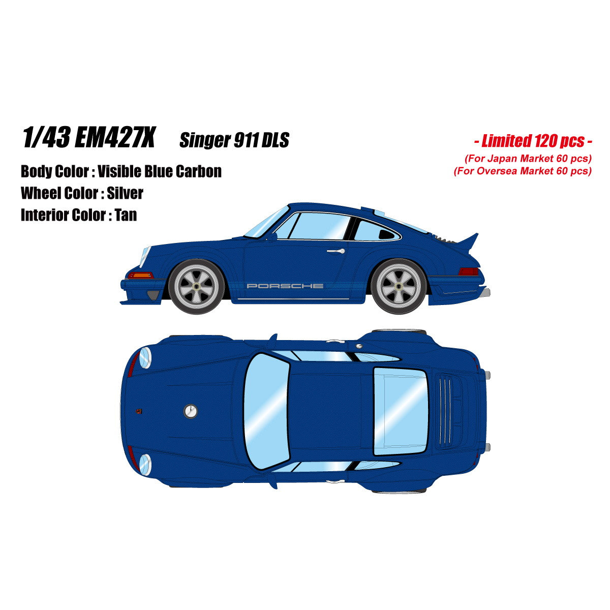 【予約安心出荷】[MDL] 1/43 Singer(シンガー) 911 DLS ヴィジブルブルーカーボン 完成品 ミニカー(EM427X) EIDOLON(アイドロン)(2026年3月)