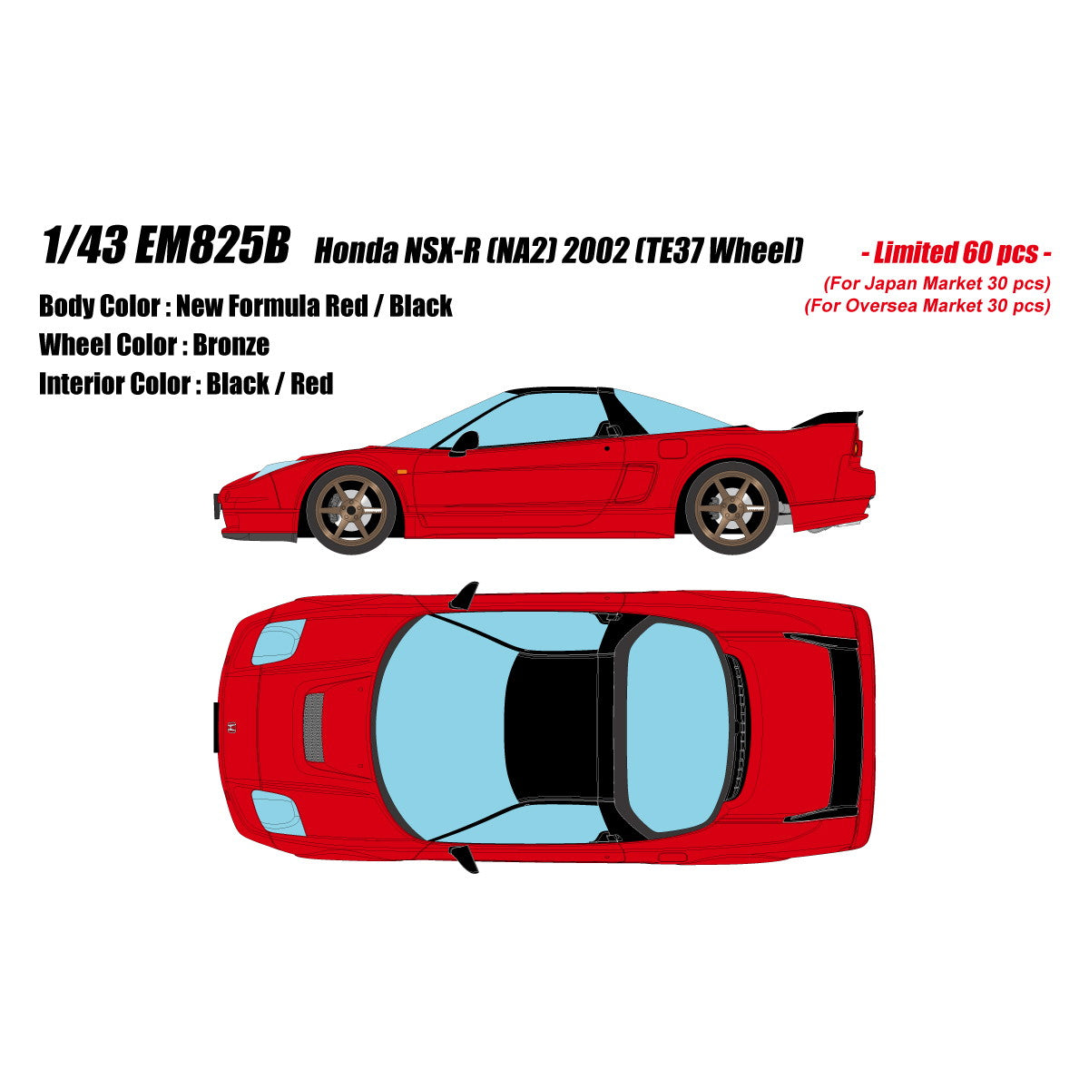 【予約安心出荷】[MDL] 1/43 Honda NSX-R(NA2) 2002(TE37 Wheel) ニューフォーミュラレッド 完成品 ミニカー(EM825B) EIDOLON(アイドロン)(2026年3月)