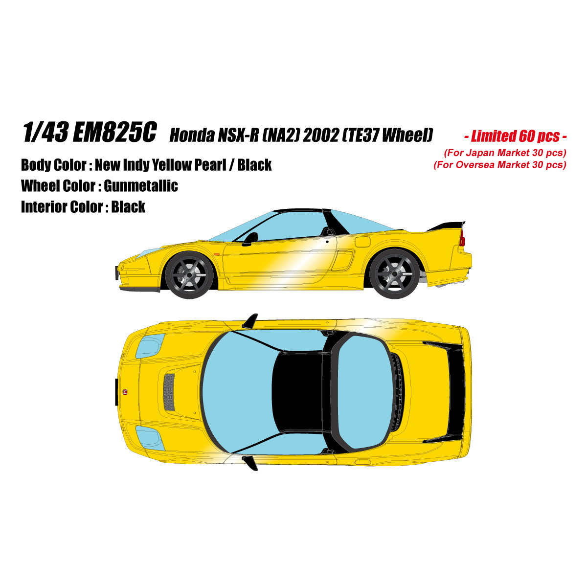 【予約安心出荷】[MDL] 1/43 Honda NSX-R(NA2) 2002(TE37 Wheel) ニューインディイエローパール 完成品 ミニカー(EM825C) EIDOLON(アイドロン)(2026年3月)
