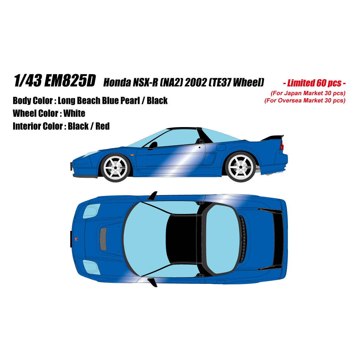 【予約安心出荷】[MDL] 1/43 Honda NSX-R(NA2) 2002(TE37 Wheel) ロングビーチブルーパール 完成品 ミニカー(EM825D) EIDOLON(アイドロン)(2026年3月)