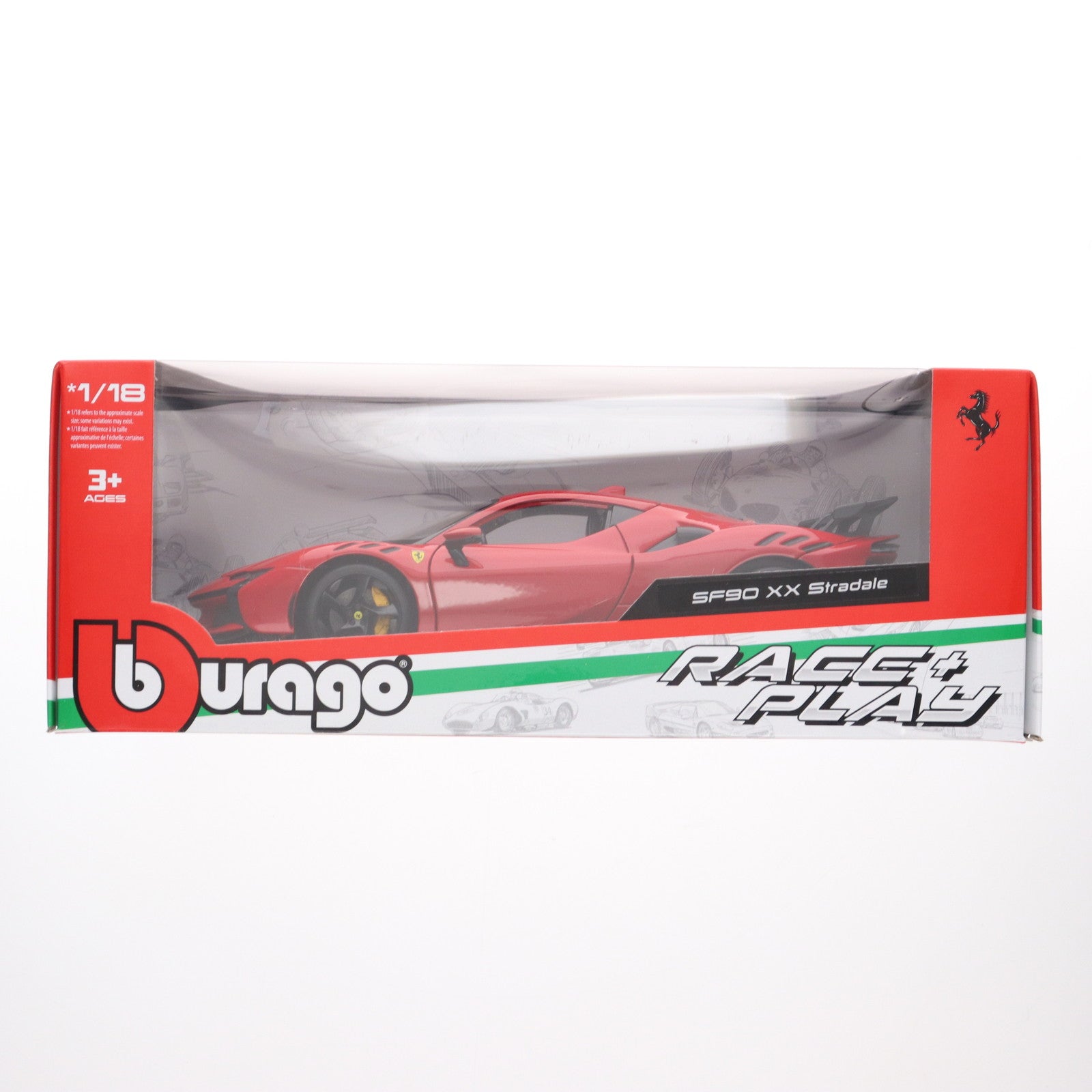 【中古即納】[MDL] RACE+PLAY 1/18 Ferrari(フェラーリ) SF90 XX Stradale(ストラダーレ) Rosso corsa 完成品 ミニカー BBURAGO(ブラゴ)(20241231)