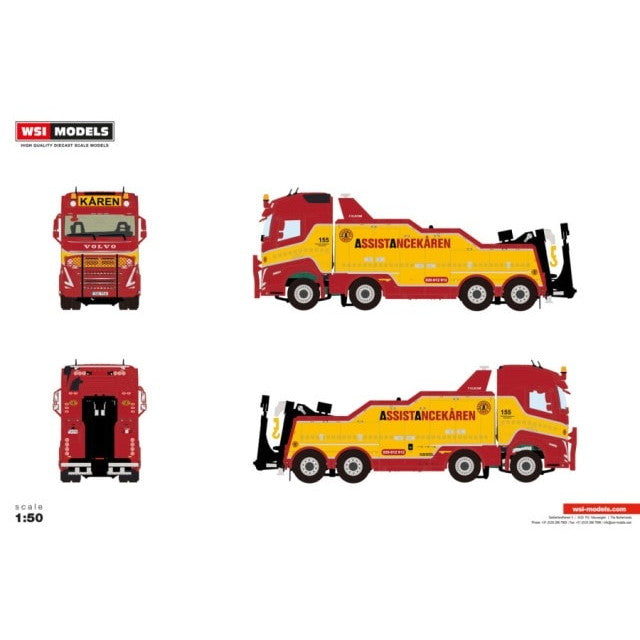 【予約安心出荷】[MDL] 1/50 Assistancekaren VOLVO FH5 GLOBETROTTER(ボルボ FH5 グローブトロッター) FALKOM 8X4 完成品 ミニカー(01-5006) WSI MODELS(2026年8月)