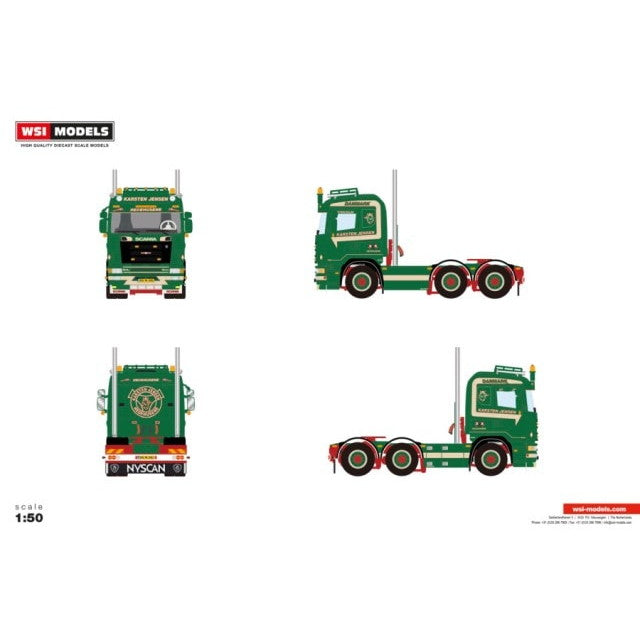 【予約安心出荷】[MDL] 1/50 Karsten Jensen SCANIA 4 SERIES FLAT ROOF 6X2 TWIN STEER 完成品 ミニカー(01-5014) WSI MODELS(2026年5月)