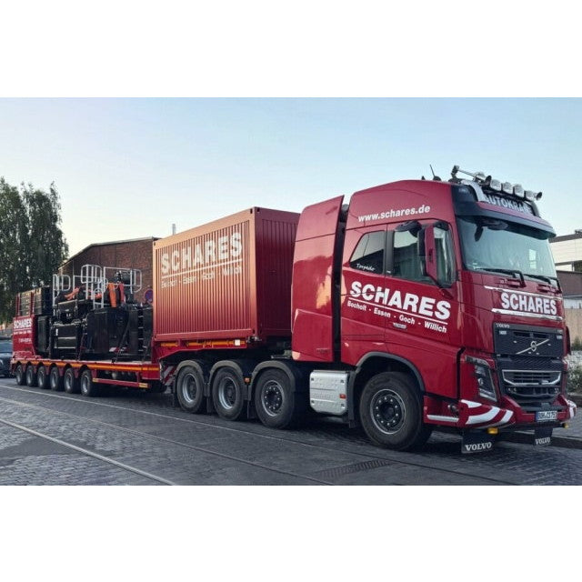 【予約安心出荷】[MDL] 1/50 Schares VOLVO FH4 GLOBETROTTER(ボルボ FH4 グローブトロッター) 8X4 SL LOW LOADER - 6 AXLE + 10FT CONTAINER 完成品 ミニカー(01-5098) WSI MODELS(2026年8月)