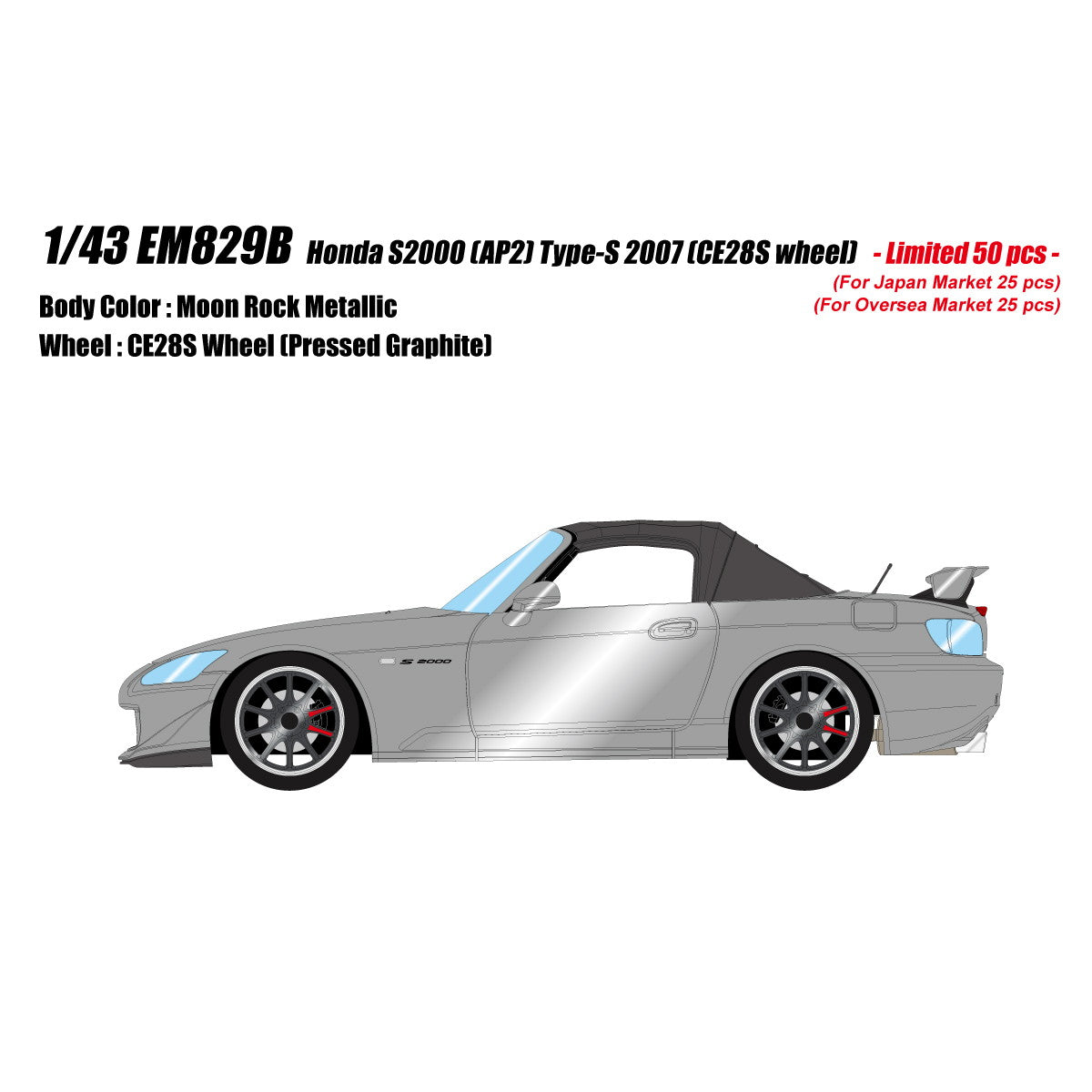 【予約安心出荷】[MDL] 1/43 Honda S2000(AP2) Type-S 2007(CE28SL wheel) ムーンロックメタリック 完成品 ミニカー(EM829B) EIDOLON(アイドロン)(2026年5月)
