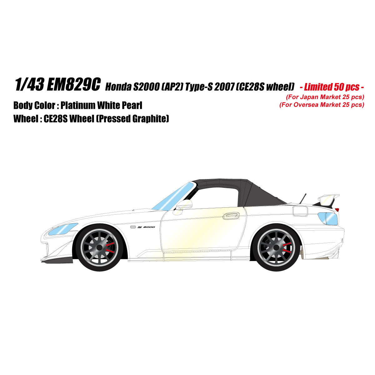【予約安心出荷】[MDL] 1/43 Honda S2000(AP2) Type-S 2007(CE28SL wheel) プラチナムホワイトパール 完成品 ミニカー(EM829C) EIDOLON(アイドロン)(2026年5月)