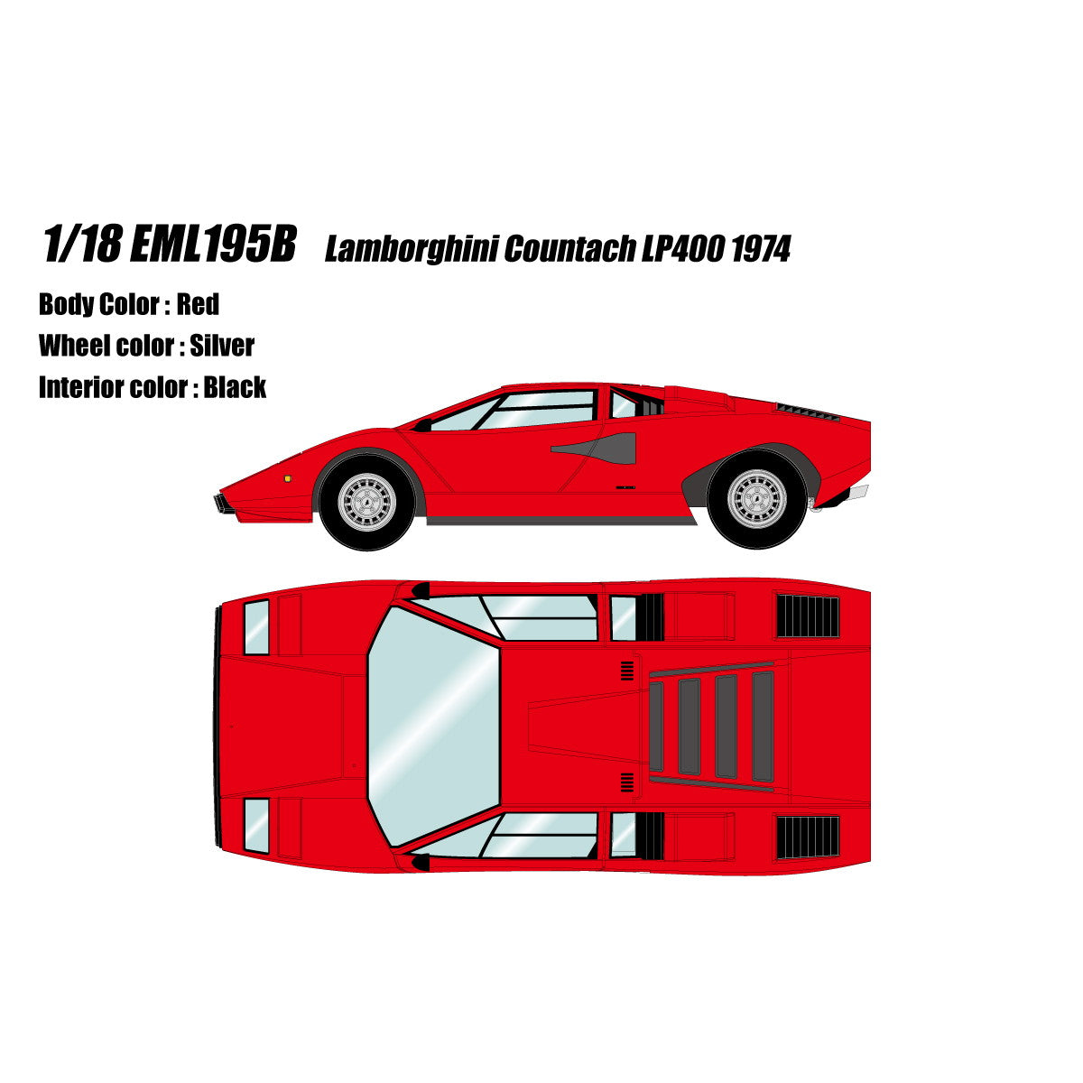 【予約安心出荷】[MDL] 1/18 Lamborghini Countach(ランボルギーニ カウンタック) LP400 1974 レッド 完成品 ミニカー(EML195B) EIDOLON(アイドロン)(2026年5月)