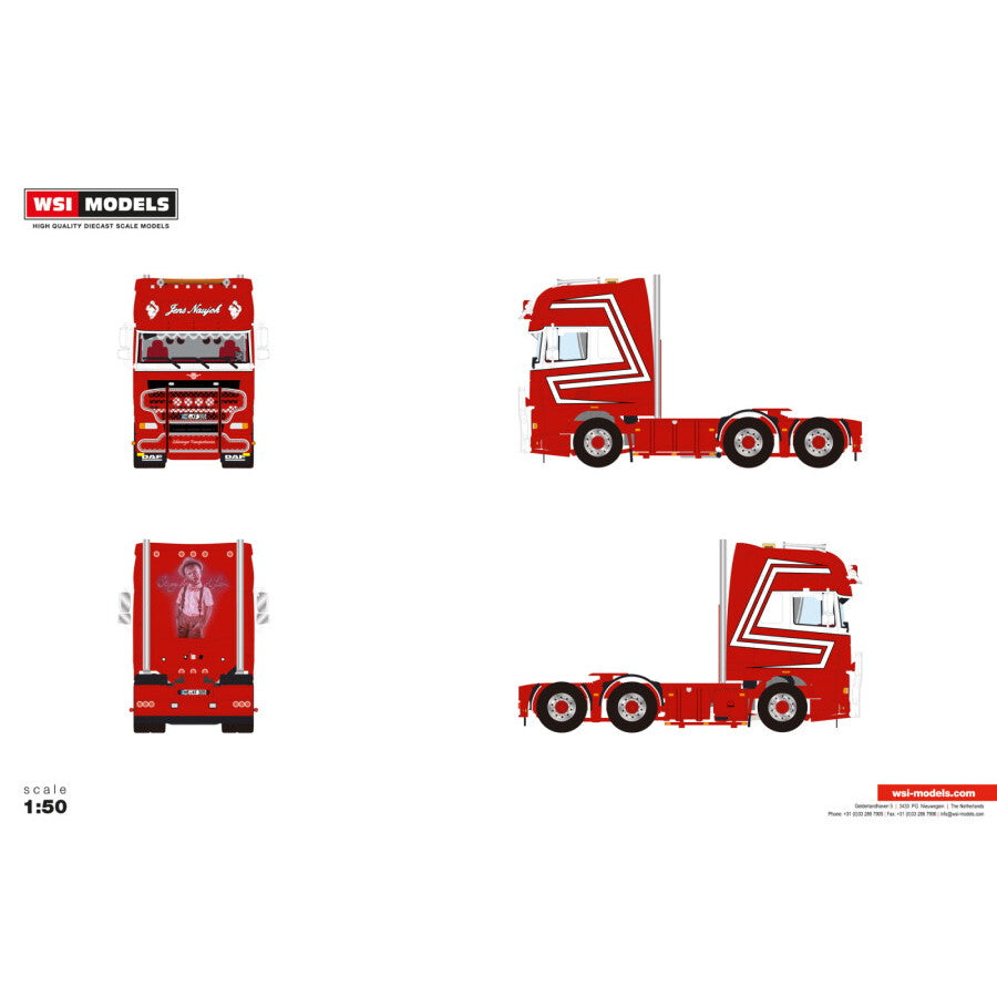 【予約安心出荷】[MDL] 1/50 Jens Naujok DAF XF 105 SUPER SPACE CAB 6X2 TAG AXLE 完成品 ミニカー(01-5169) WSI MODELS(2026年8月)