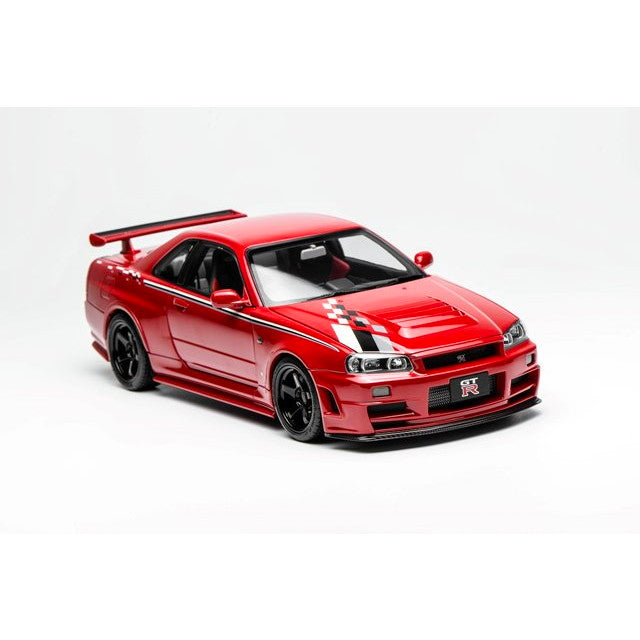 【新品即納】[MDL] 1/18 Nissan Skyline(スカイライン) GT-R(R34) CUSTOMIZED VERSION Active Red with Livery 完成品 ミニカー(M83426) MOTORHELIX(モーターヘリックス)(20251215)