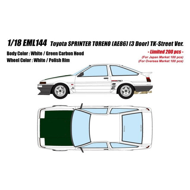 【予約安心出荷】[MDL] 1/18 IMPUL Toyota SPRINTER TORENO (AE86) (3 Door) Tk-Street Ver. 完成品 ミニカー(EML144) EIDOLON(アイドロン)(2026年5月)