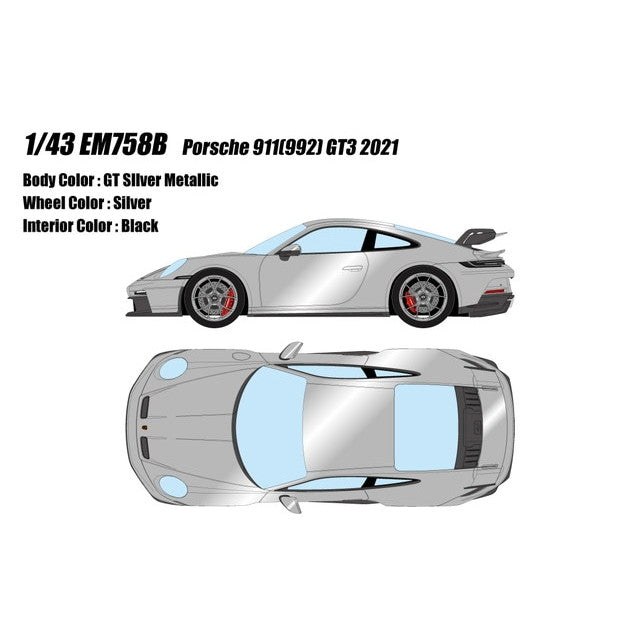 【予約安心出荷】[MDL] 1/43 Porsche 911(992) GT3 2021(GTシルバーメタリック) 完成品 ミニカー(EM758B) EIDOLON(アイドロン)(2026年5月)