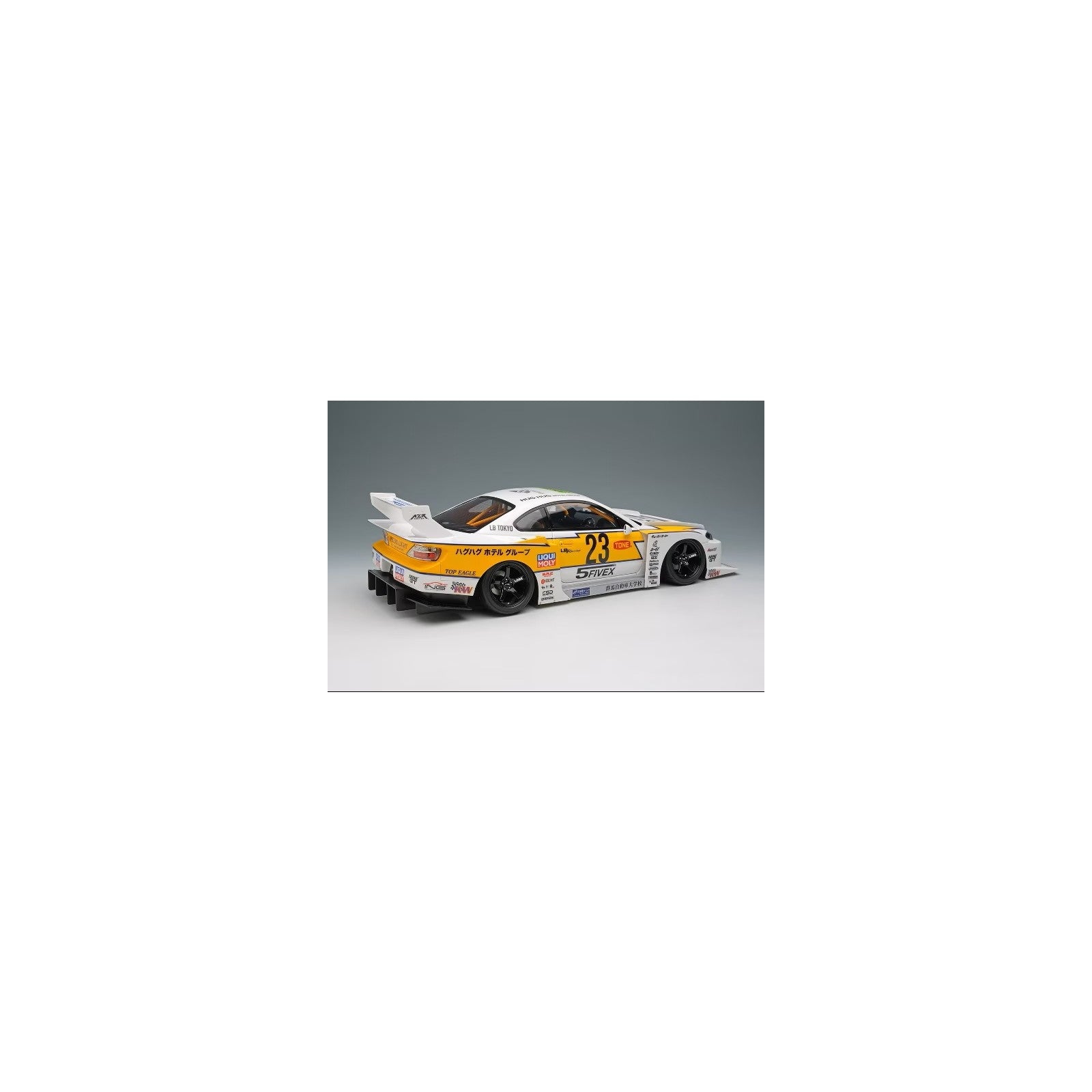 【予約安心出荷】[MDL] 1/18 LB-Super Silhouette S15 SILVIA(スーパーシルエット S15 シルビア) ホワイト / イエローストライプ 完成品 ミニカー(EML200) EIDOLON(アイドロン)(2026年6月)