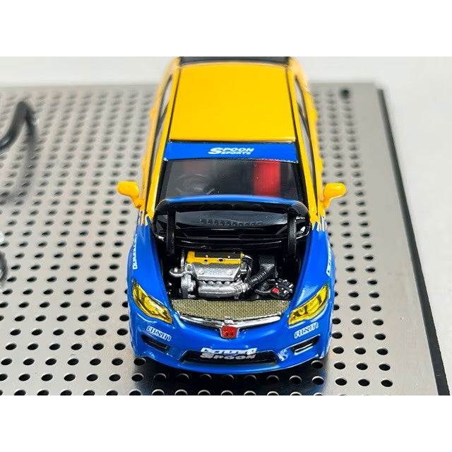 【予約安心出荷】[MDL] 1/64 Honda Civic(シビック) TYPE R(FD2) + 1/18 Kseries エンジン Spoon Customized フレームディスプレイタイプ 完成品 ミニカー(M90308DZ-SAE) MOTORHELIX(モーターヘリックス)(2026年3月)