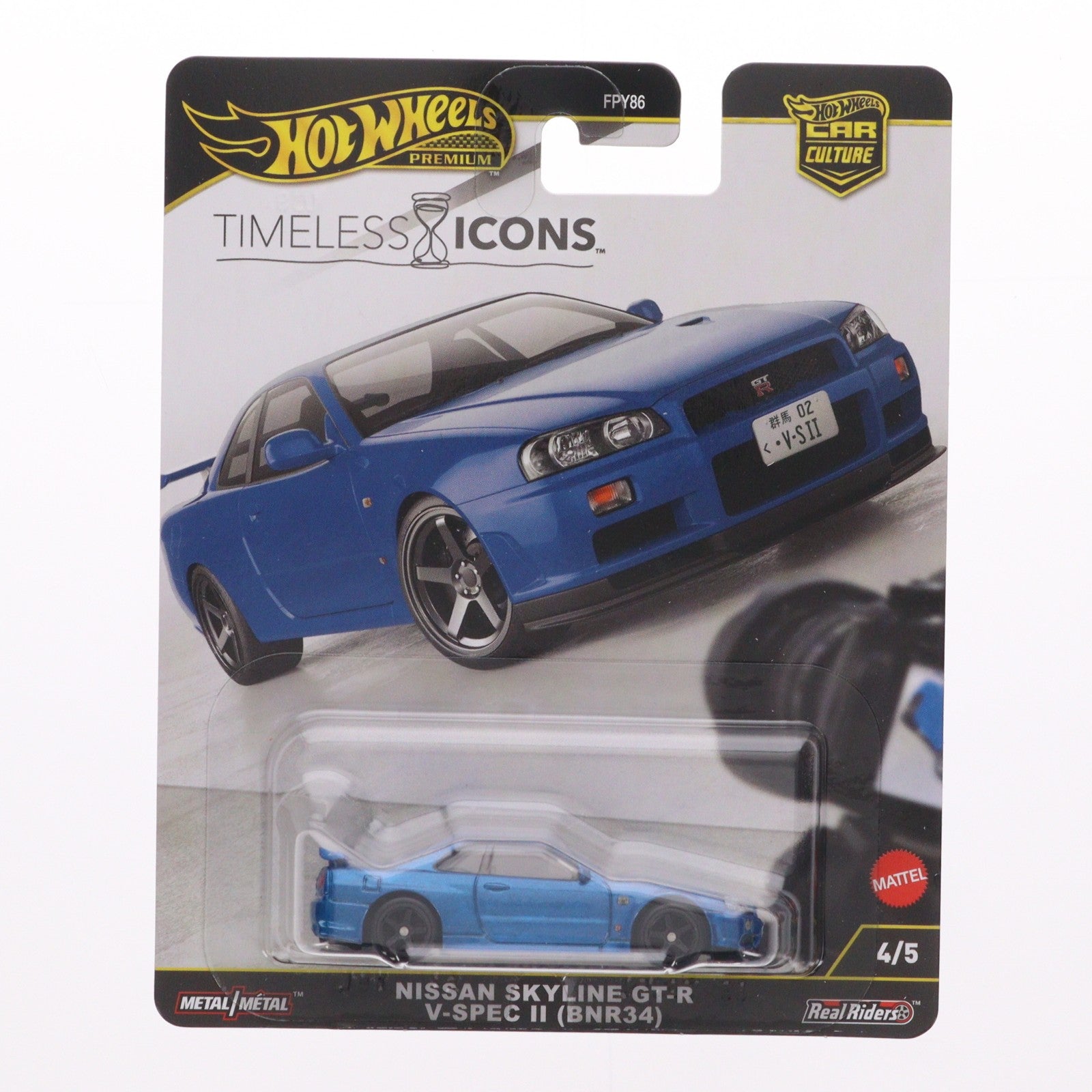 【中古即納】[MDL] Hot Wheels PREMIUM CAR CULTURE TIMELESS ICONS(ホットウィール プレミアム カーカルチャー タイムレス アイコンズ) 1/64 NISSAN SKYLINE(スカイライン) GT-R V-SPEC (BNR34) 完成品 ミニカー(JBK92-9866) マテル(20251220)