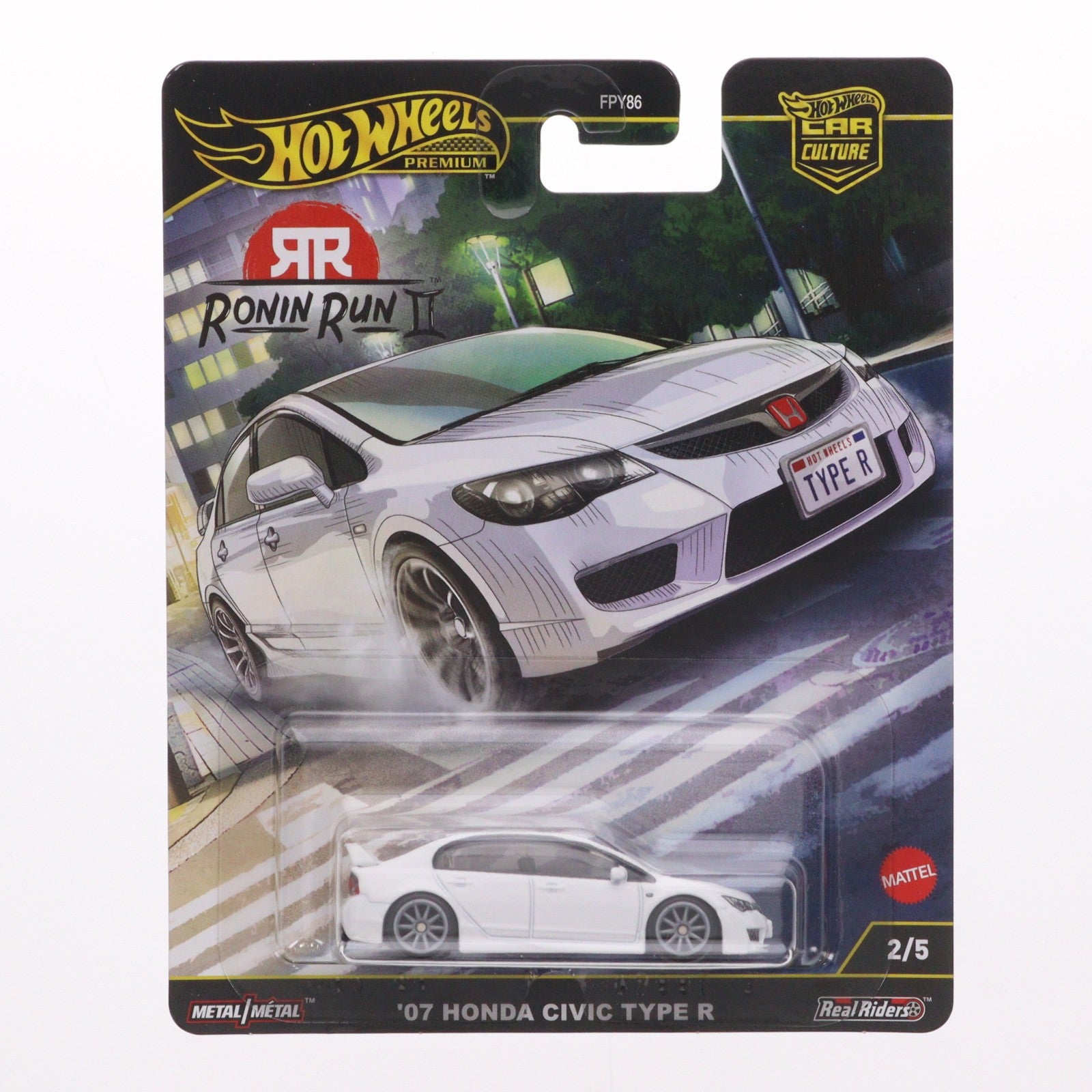 【中古即納】[MDL] Hot Wheels PREMIUM CAR CULTURE RONIN RUN II(ホットウィール プレミアム カーカルチャー ローニン・ラン2) 1/64 '07 HONDA CIVIC TYPE R(シビック タイプR) 完成品 ミニカー(JBK53-9866) マテル(20251122)