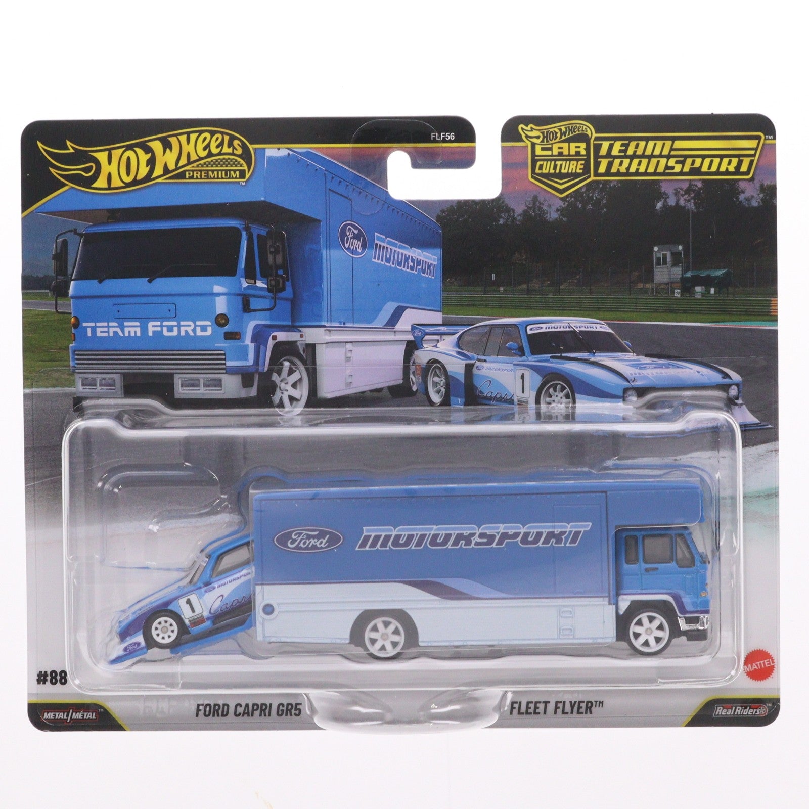 【中古即納】[MDL] Hot Wheels PREMIUM CAR CULTURE TEAM TRANSPORT(ホットウィール プレミアム カーカルチャー チームトランスポート) 1/64 JHX89 FORD CAPRI GR5/FLEET FLYERT(2台セット) 完成品 ミニカー(FLF56-987J) マテル(20260214)