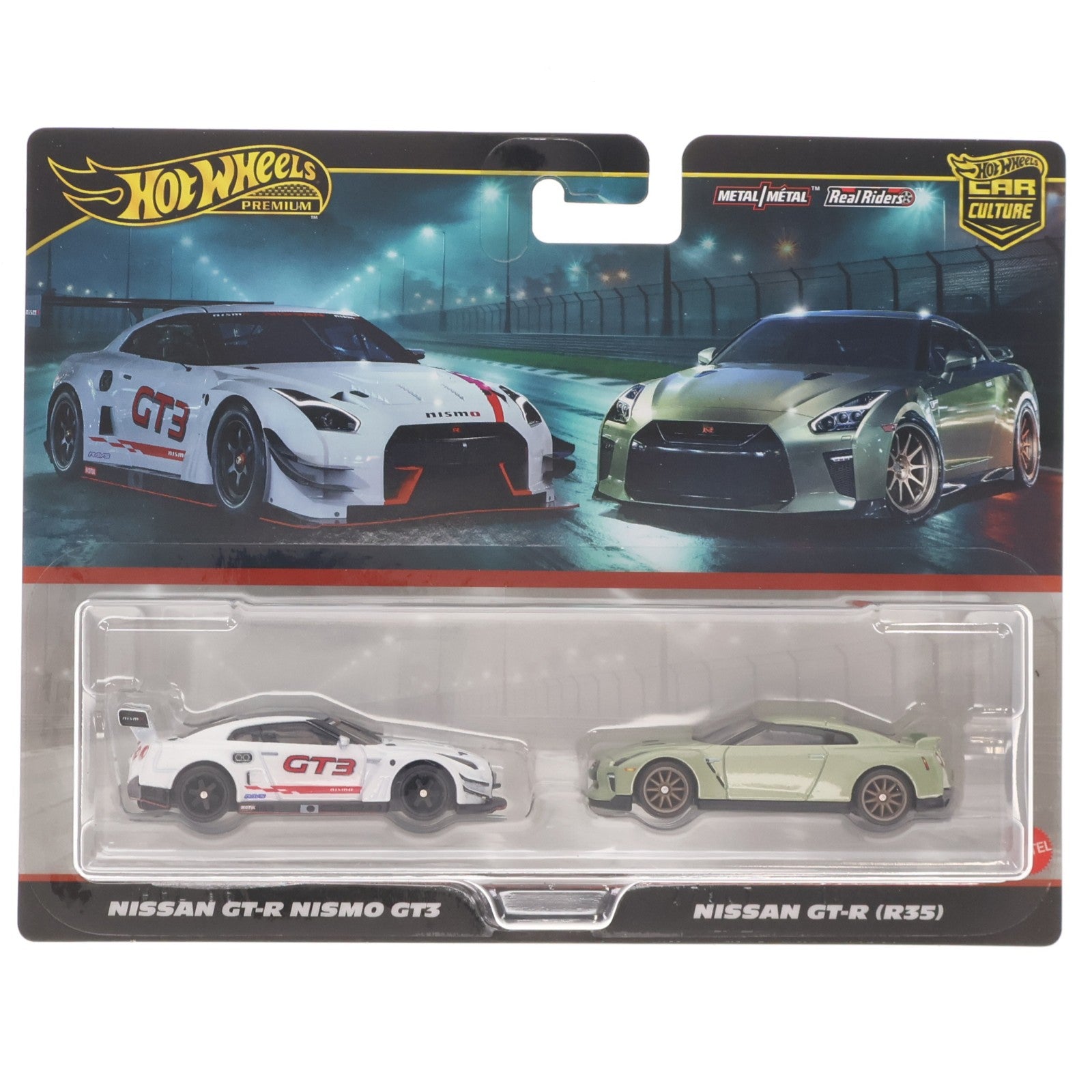 【中古即納】[MDL] Hot Wheels(ホットウィール) プレミアム2パック 1/64 日産 GT-R ニスモ GT3&日産 GT-R(R35)(2台セット) 完成品 ミニカー(JBL05-9866) マテル(20251108)