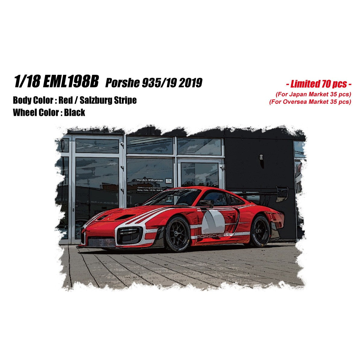 【予約安心出荷】[MDL] 1/18 Porsche(ポルシェ) 935/19 2019 レッド/ザルツブルグストライプ 完成品 ミニカー(EML198B) EIDOLON(アイドロン)(2026年7月)