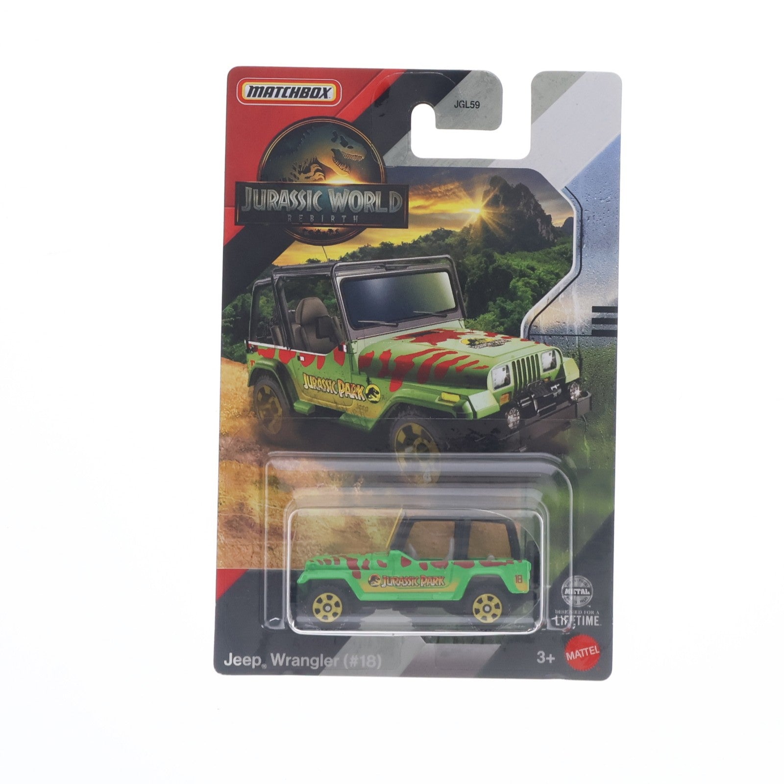 【中古即納】[MDL] MATCHBOX(マッチボックス) 1/64 Jeep Wrangler(ジープ ラングラー)(#18) ジュラシック・ワールド/復活の大地 完成品 ミニカー(JGL15) マテル(20250628)