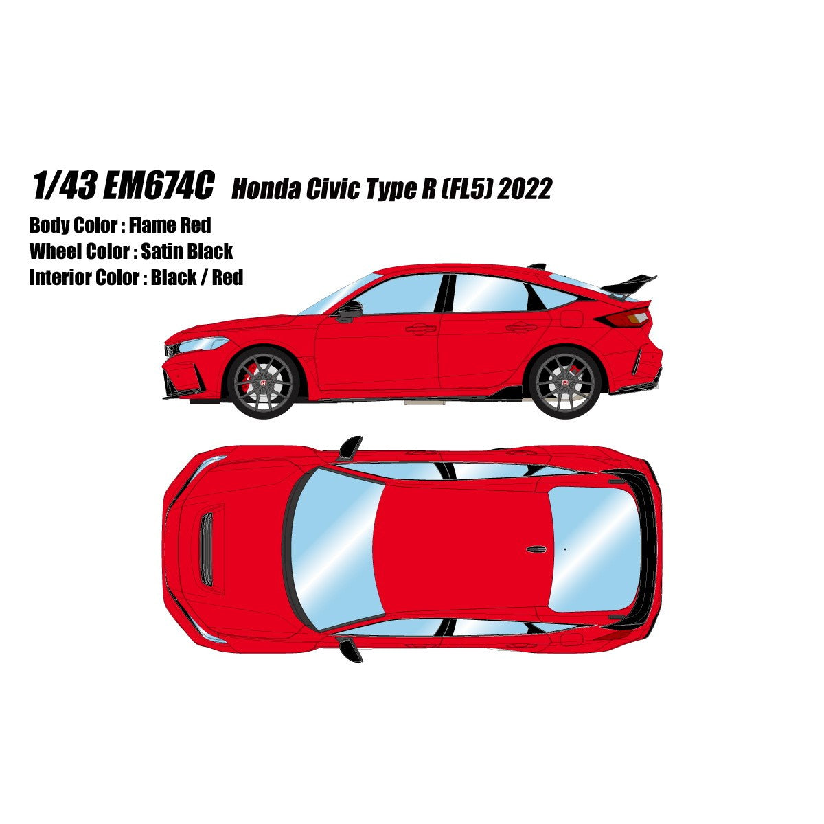【予約安心出荷】[MDL] 1/43 Honda Civic Type R(FL5) 2022(フレイムレッド) 完成品 ミニカー(EM674C) EIDOLON(アイドロン)(2026年9月)