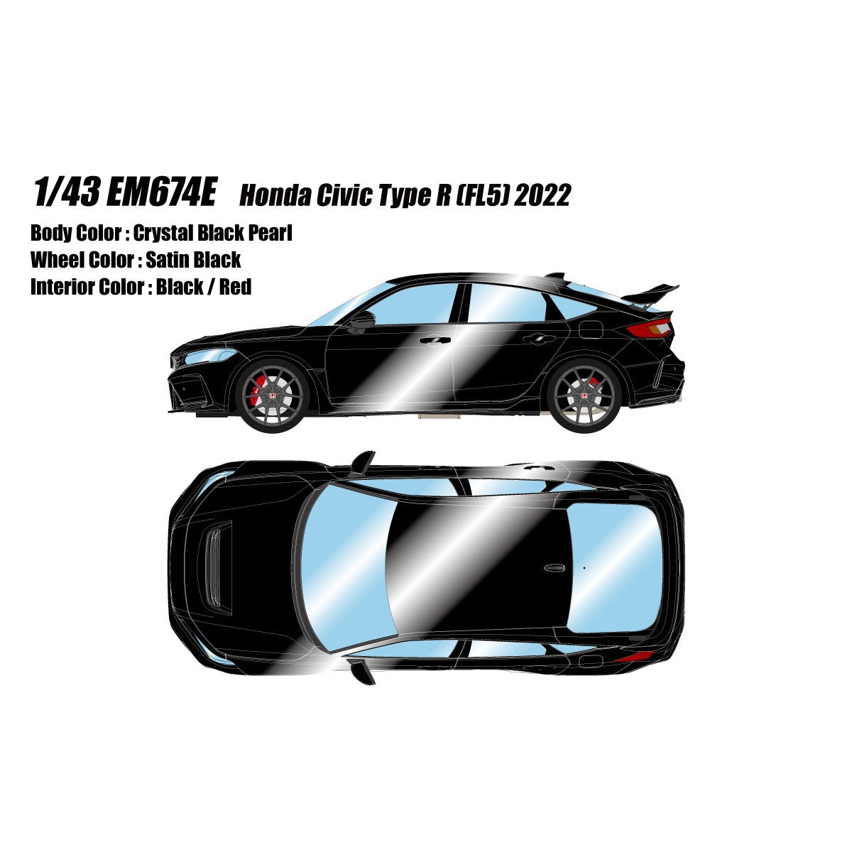【予約安心出荷】[MDL] 1/43 Honda Civic Type R(FL5) 2022(クリスタルブラックパール) 完成品 ミニカー(EM674E) EIDOLON(アイドロン)(2026年9月)