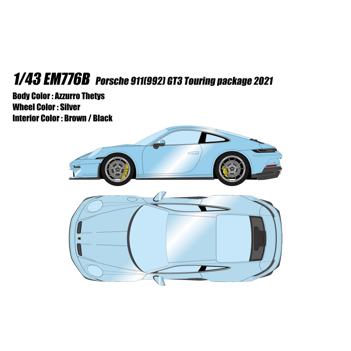 【予約安心出荷】[MDL] 1/43 Porsche 911(992) GT3 Touring Package(アズーロテティス) 完成品 ミニカー(EM776B) EIDOLON(アイドロン)(2026年9月)