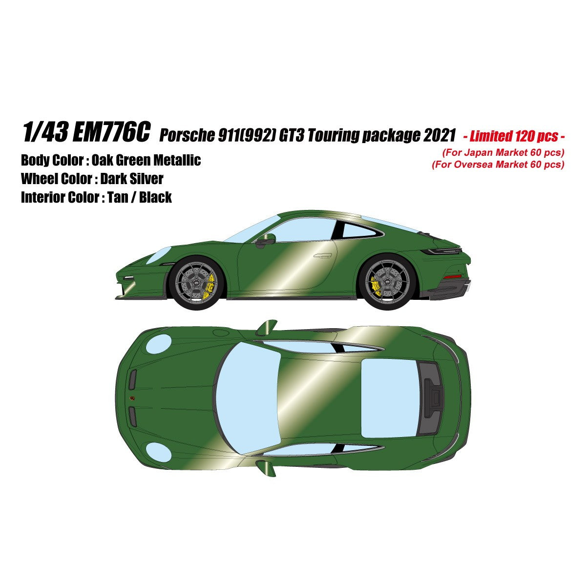 【予約安心出荷】[MDL] 1/43 Porsche 911(992) GT3 Touring Package(オークグリーンメタリック) 完成品 ミニカー(EM776C) EIDOLON(アイドロン)(2026年9月)