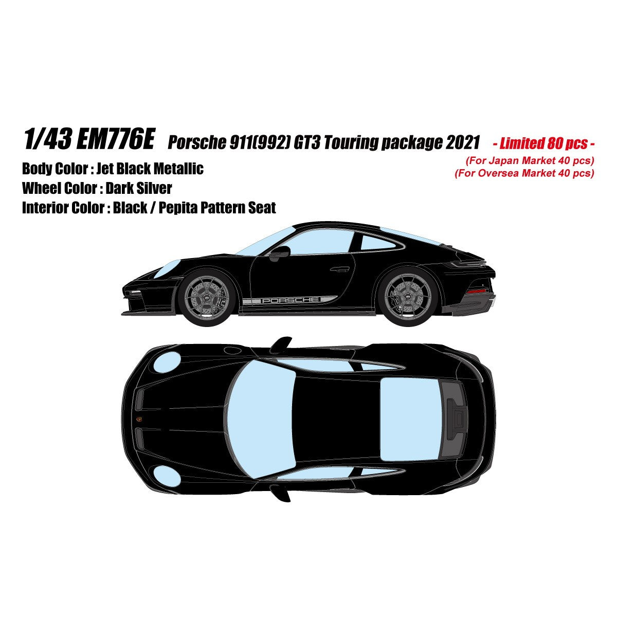 【予約安心出荷】[MDL] 1/43 Porsche 911(992) GT3 Touring Package(ジェットブラックメタリック) 完成品 ミニカー(EM776E) EIDOLON(アイドロン)(2026年9月)