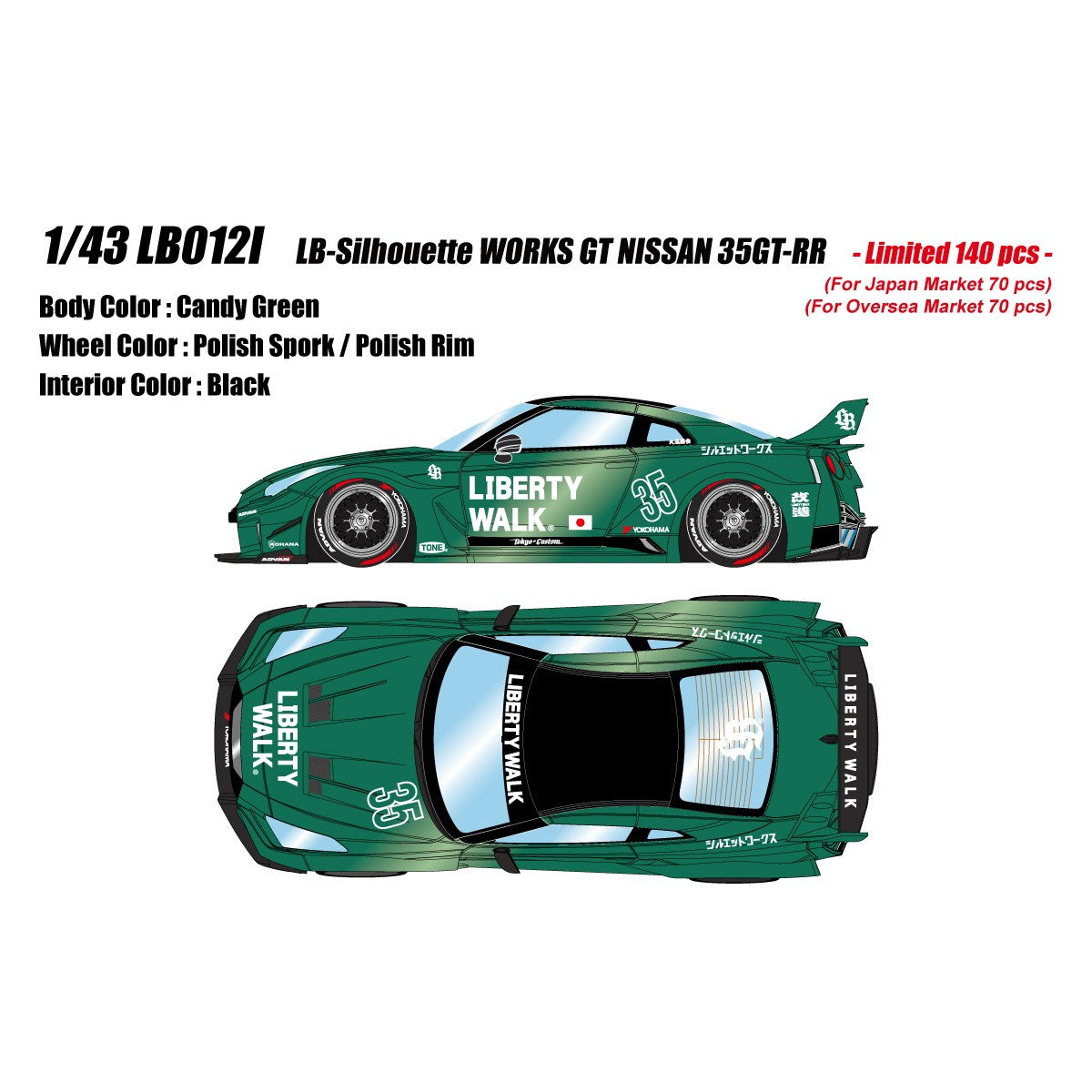 【予約安心出荷】[MDL] 1/43 LB-Silhouette WORKS GT 35GT-RR(キャンディグリーン) 完成品 ミニカー(LB012I) EIDOLON(アイドロン)(2026年9月)