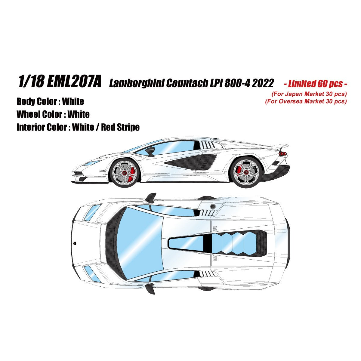 【予約安心出荷】[MDL] 1/18 Lamborghini Countach LPI 800-4(Wing Up)(ホワイト) 完成品 ミニカー(EML207A) EIDOLON(アイドロン)(2026年9月)