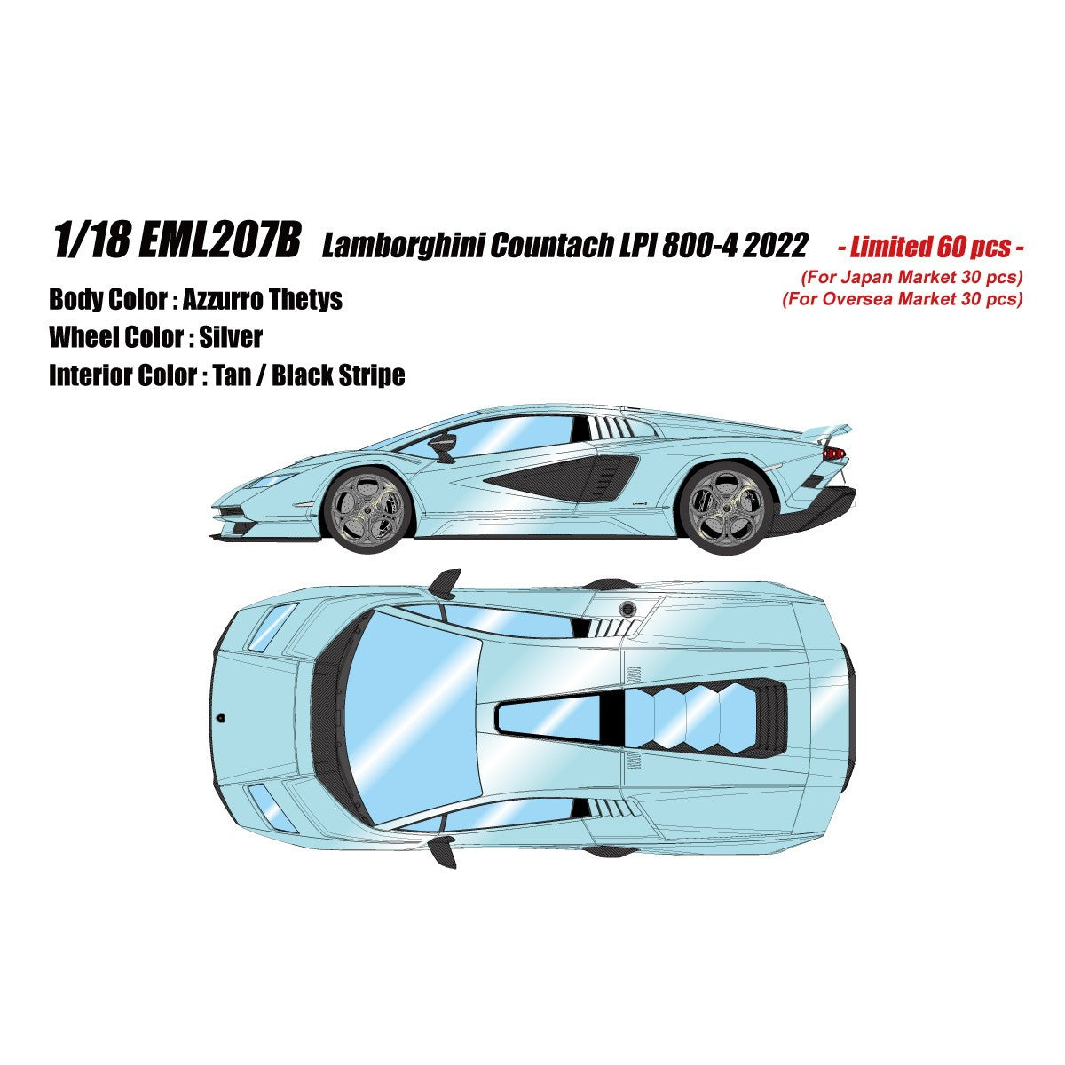 【予約安心出荷】[MDL] 1/18 Lamborghini Countach LPI 800-4(Wing Up)(アズーロテティス) 完成品 ミニカー(EML207B) EIDOLON(アイドロン)(2026年9月)