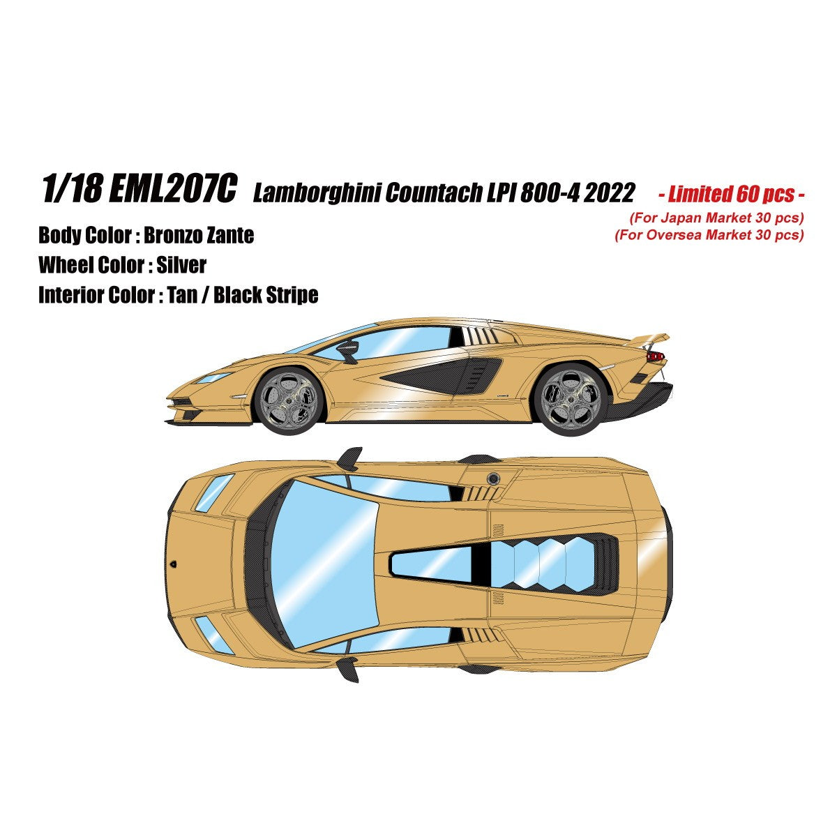 【予約安心出荷】[MDL] 1/18 Lamborghini Countach LPI 800-4(Wing Up)(ブロンゾザンテ) 完成品 ミニカー(EML207C) EIDOLON(アイドロン)(2026年9月)