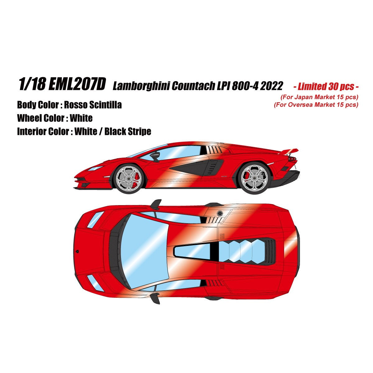 【予約安心出荷】[MDL] 1/18 Lamborghini Countach LPI 800-4(Wing Up)(ロッソシンティラ) 完成品 ミニカー(EML207D) EIDOLON(アイドロン)(2026年9月)