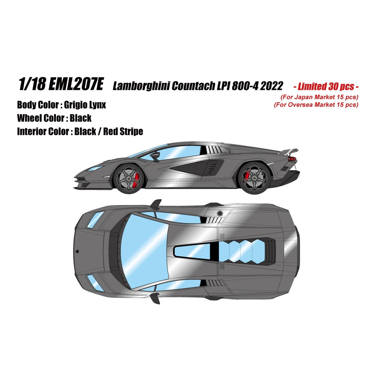 【予約安心出荷】[MDL] 1/18 Lamborghini Countach LPI 800-4(Wing Up)(グリジオリンクス) 完成品 ミニカー(EML207E) EIDOLON(アイドロン)(2026年9月)