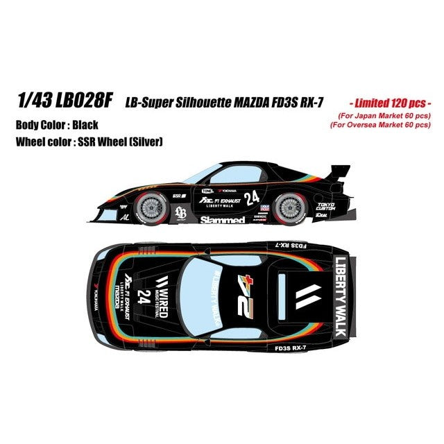 【予約安心出荷】[MDL] 1/43 LB-Super Silhouette(スーパーシルエット) MAZDA FD3S RX-7 ブラック (Fi Exhaust) 完成品 ミニカー(LB028F) EIDOLON(アイドロン)(2026年11月)