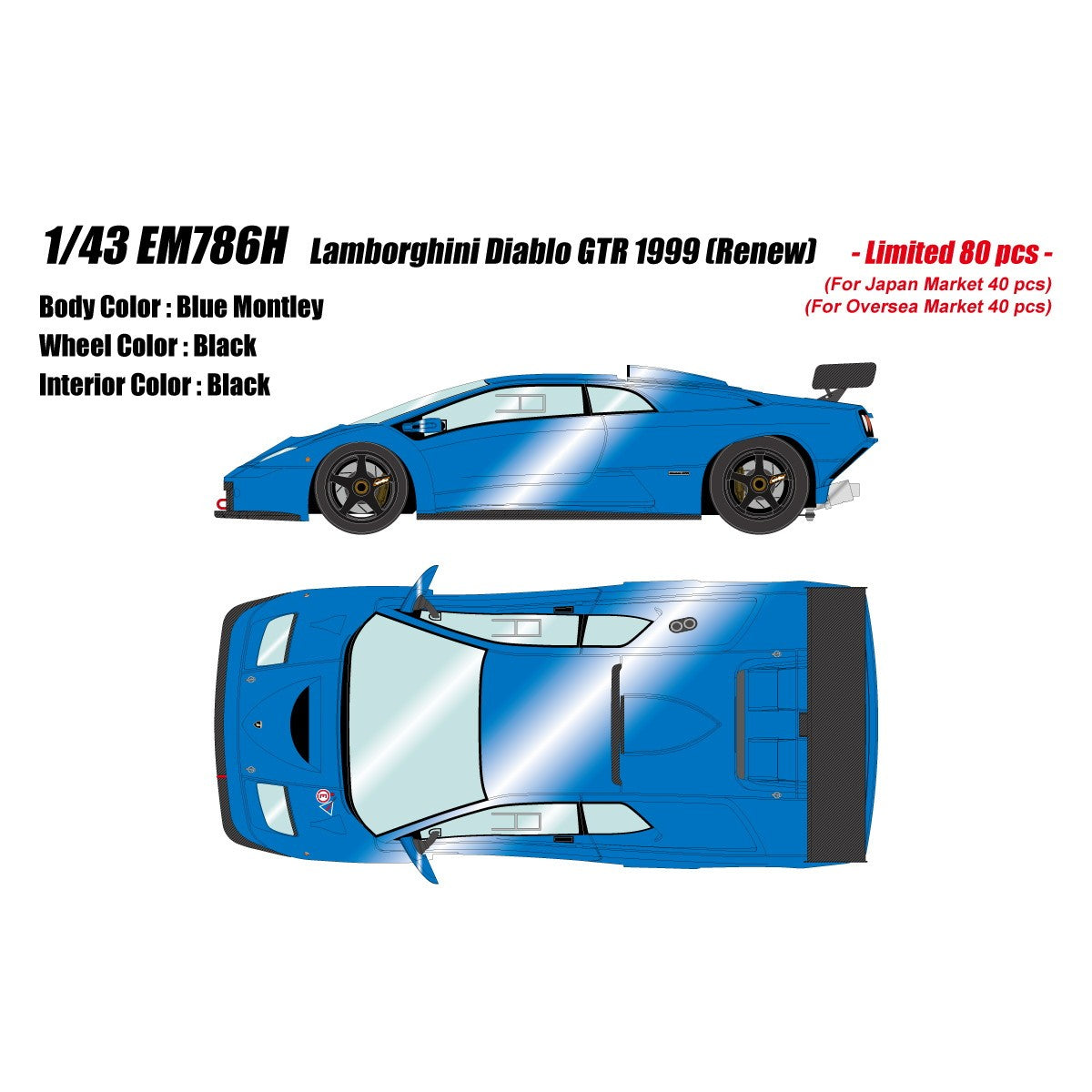 【予約安心出荷】[MDL] 1/43 Lamborghini Diablo(ランボルギーニ ディアブロ) GTR 1999 ブルーモントレー 完成品 ミニカー(EM786H) EIDOLON(アイドロン)(2027年2月)