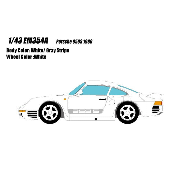 【予約安心出荷】[MDL] (再販) 1/43 Porsche(ポルシェ) 959 S 1986 ホワイト/グレーストライプ 完成品 ミニカー(EM354A) EIDOLON(アイドロン)(2027年2月)