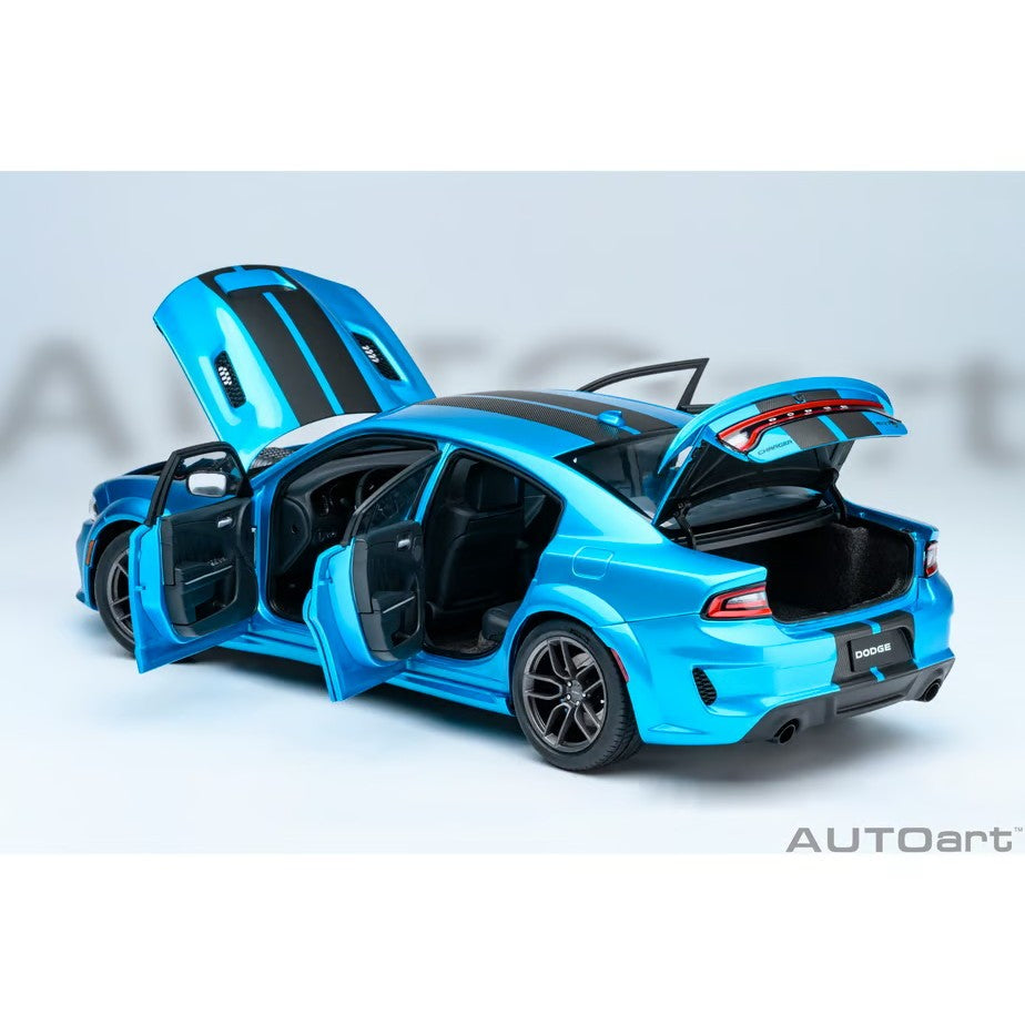 【予約安心出荷】[MDL] オートアート・コンポジットモデルシリーズ 1/18 ダッジ チャージャー SRT ヘルキャット レッドアイ ジェイルブレイク(パール・ブルー×カーボンブラック・ストライプ(B5 BLUE)) 完成品 ミニカー(71753) AUTOart(オートアート)(2026年9月)