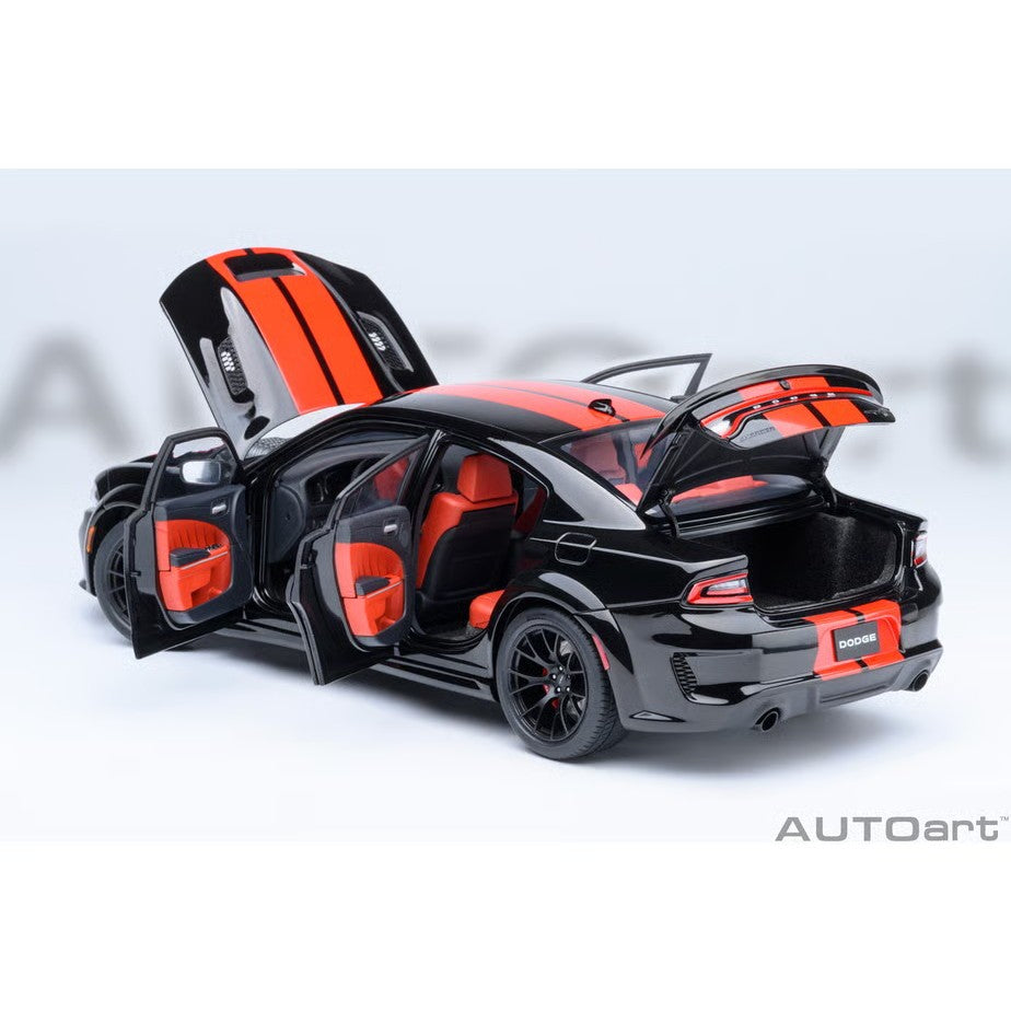 【予約安心出荷】[MDL] オートアート・コンポジットモデルシリーズ 1/18 ダッジ チャージャー SRT ヘルキャット レッドアイ ジェイルブレイク(ブラック×オレンジ・ストライプ(PITCH BLACK)) 完成品 ミニカー(71754) AUTOart(オートアート)(2026年9月)