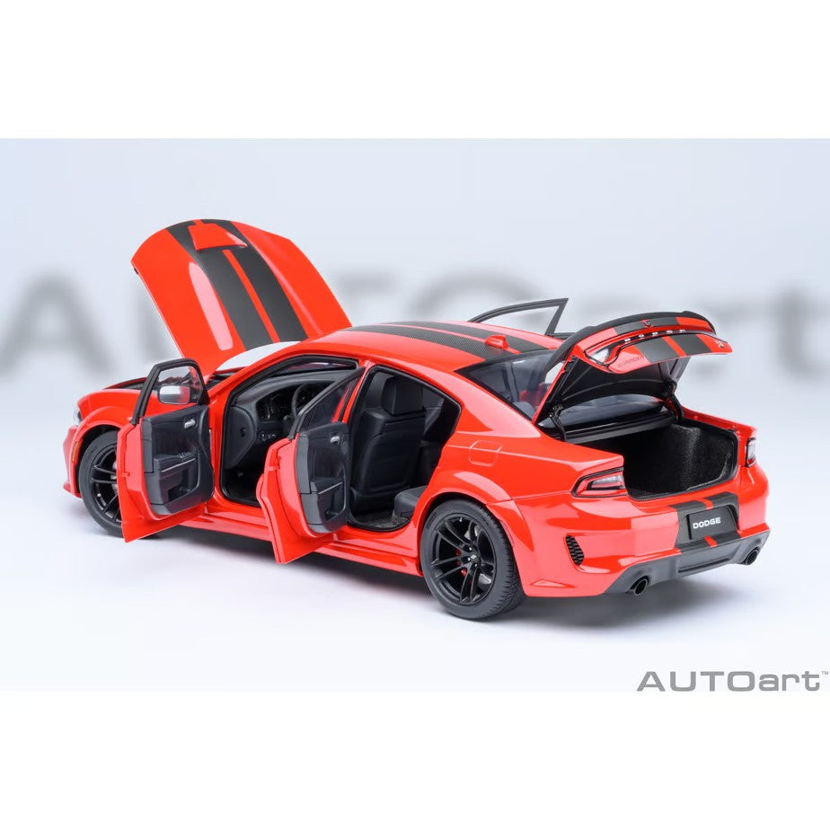 【予約安心出荷】[MDL] オートアート・コンポジットモデルシリーズ 1/18 ダッジ チャージャー スキャットパック ワイドボディ(レッド×カーボンブラック・ストライプ(TORRED)) 完成品 ミニカー(71759) AUTOart(オートアート)(2026年9月)