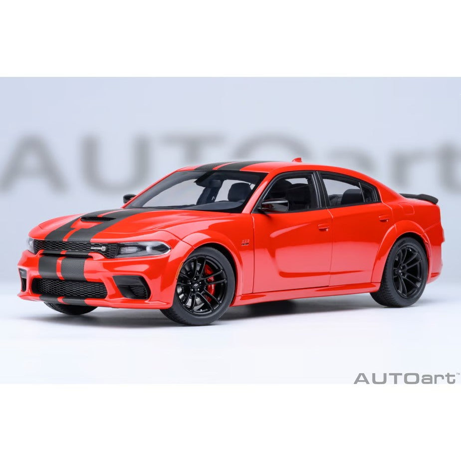 【予約安心出荷】[MDL] オートアート・コンポジットモデルシリーズ 1/18 ダッジ チャージャー スキャットパック ワイドボディ(レッド×カーボンブラック・ストライプ(TORRED)) 完成品 ミニカー(71759) AUTOart(オートアート)(2026年9月)