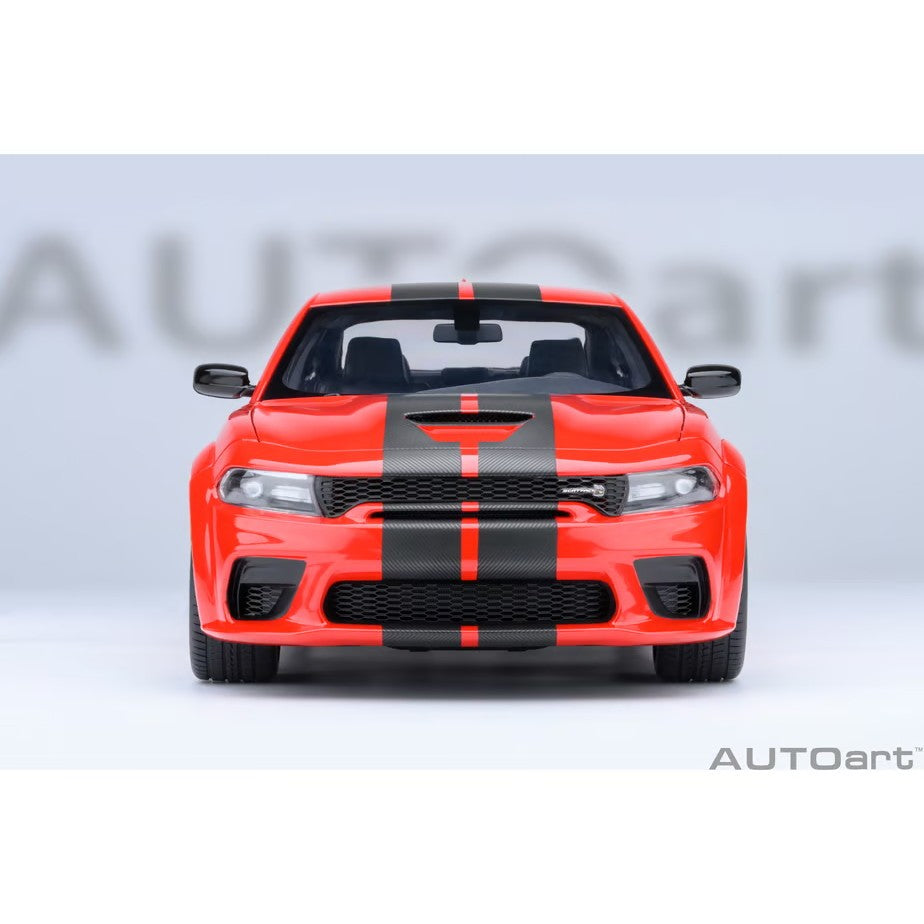 【予約安心出荷】[MDL] オートアート・コンポジットモデルシリーズ 1/18 ダッジ チャージャー スキャットパック ワイドボディ(レッド×カーボンブラック・ストライプ(TORRED)) 完成品 ミニカー(71759) AUTOart(オートアート)(2026年9月)