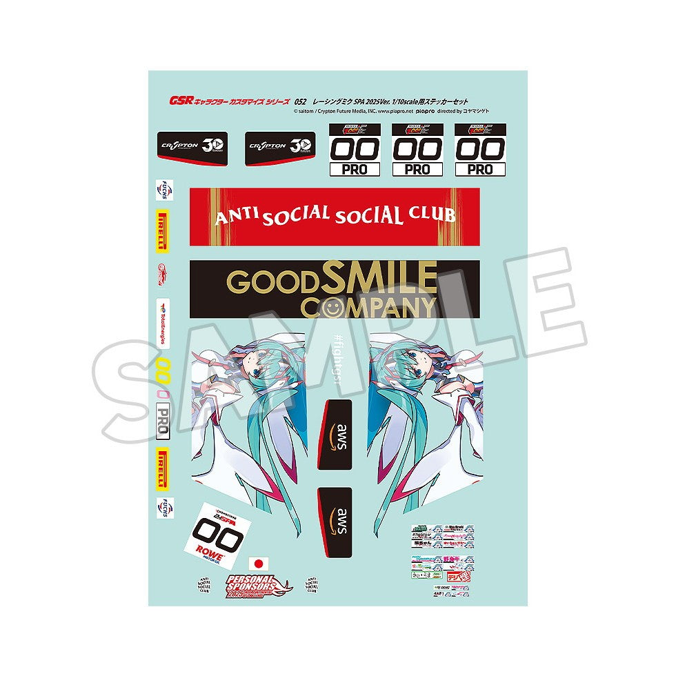 【予約安心出荷】[RC] GSRキャラクターカスタマイズシリーズ052 レーシングミク 2025Ver. 1/10scale用ステッカーセット 初音ミク GTプロジェクト ラジコン用アクセサリ グッドスマイルレーシング(2026年7月)