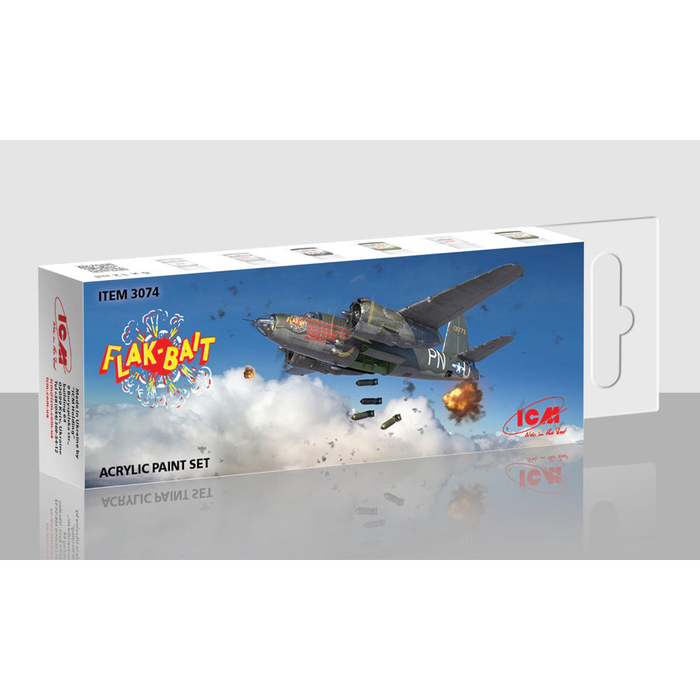 【新品即納】[DIY] Flak Bait用アクリルセット 塗料(3074) ICM(20250131)