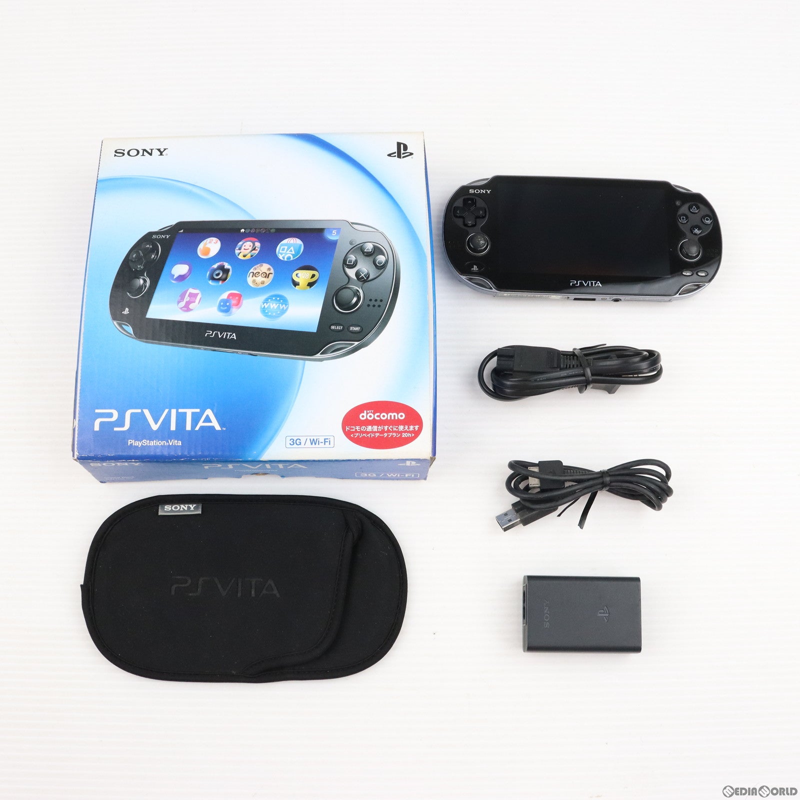 【中古即納】[本体][PSVita]PlayStationVita(プレイステーションVita) 3G/Wi-Fiモデル クリスタル・ブラック(数量限定版)(PCH-1100AB01)(20111217)