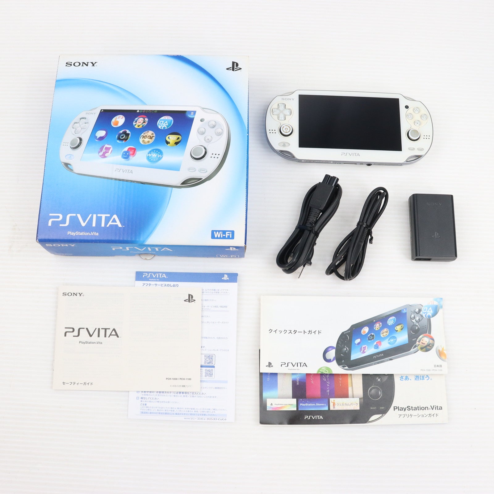 【中古即納】[本体][PSVita]PlayStationVita Wi-Fiモデル クリスタル・ホワイト(PCH-1000ZA02)(20120628)