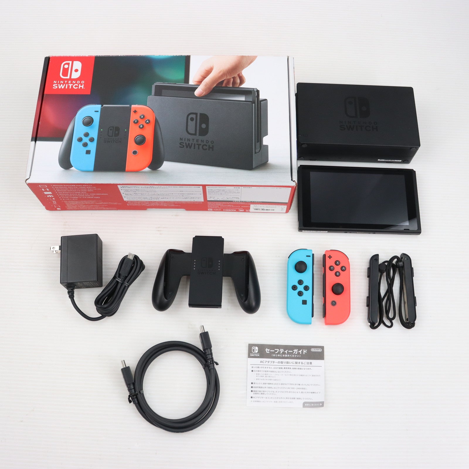 【中古即納】[本体][Switch]Nintendo Switch(ニンテンドースイッチ) Joy-Con(L) ネオンブルー/(R) ネオンレッド(HAC-S-KABAA)(20170303)