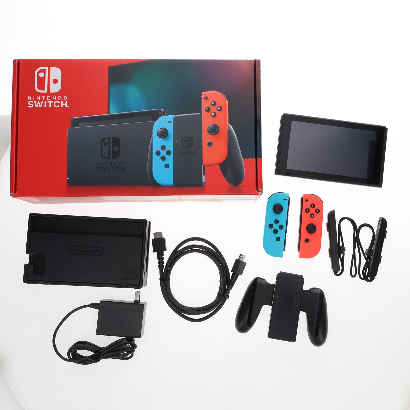 【中古即納】[本体][Switch]Nintendo Switch(ニンテンドースイッチ) Joy-Con(L) ネオンブルー/(R) ネオンレッド(HAD-S-KABAA)(20190830)