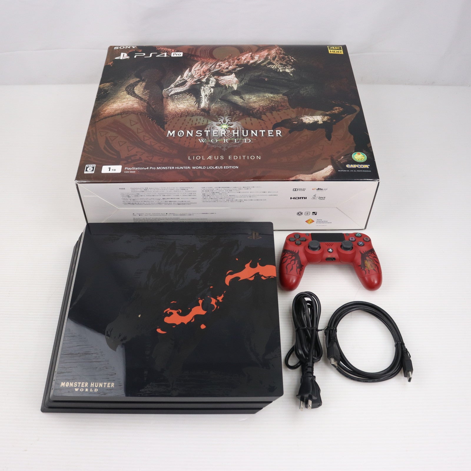 【中古即納】[本体][PS4]プレイステーション4 プロ PlayStation4 Pro MONSTER HUNTER: WORLD LIOLAEUS EDITION(モンスターハンター:ワールド リオレウスエディション)(CUHJ-10020)(20171207)