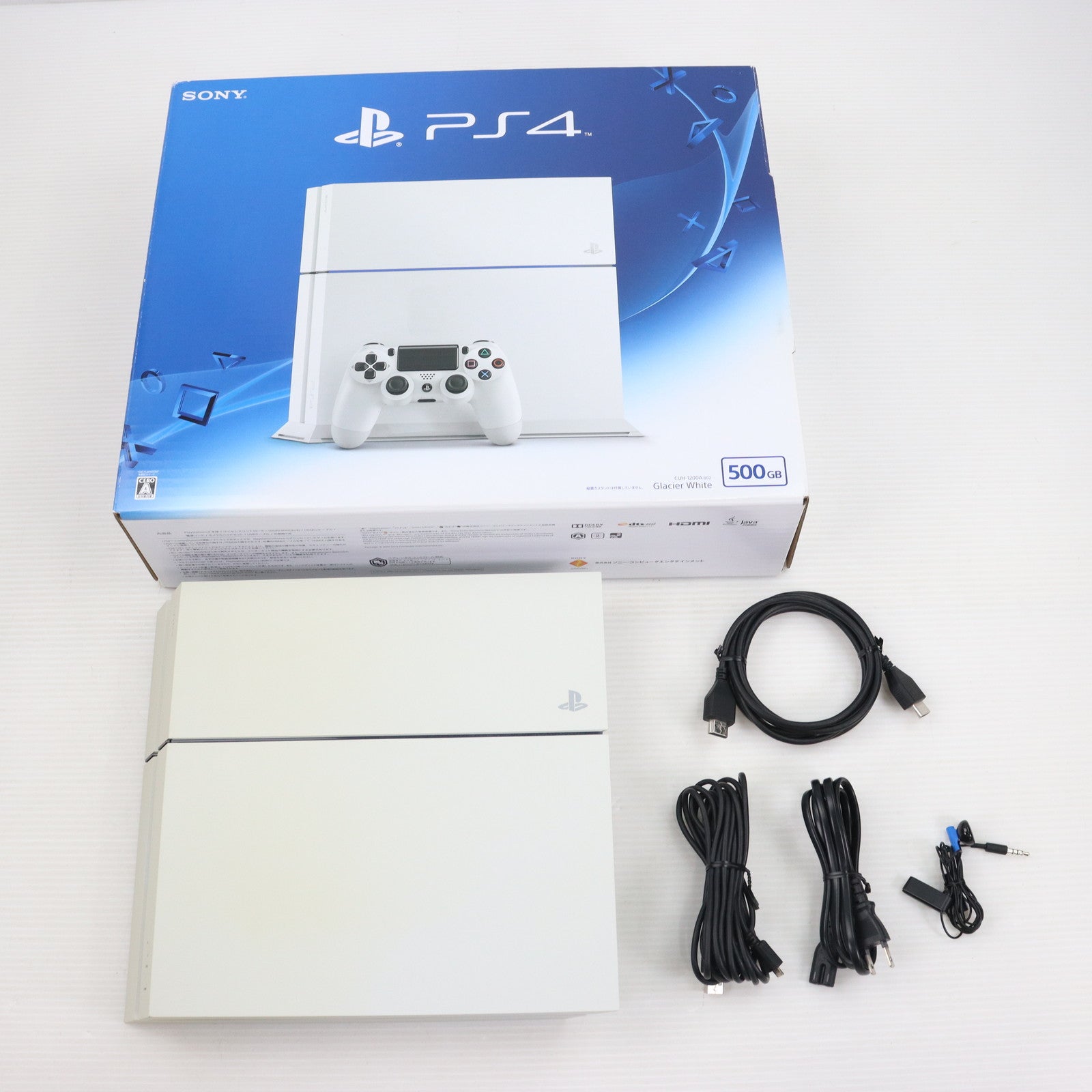 中古即納】[PS4](本体)プレイステーション4 PlayStation4 グレイシャー・ホワイト HDD500GB(CUH-1200AB02)